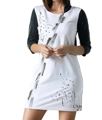 Olyss Mara Embellished Two-tone Mini Dress In Black & White In Multi