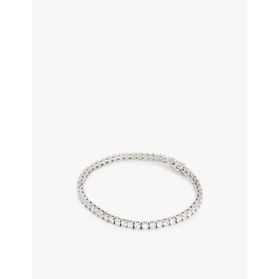 Oma The Label Tennis White Gold-plated Brass And Crystal Bracelet In Silver/clear