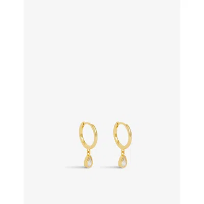 Oma The Label Womens Gold Iso 18ct Yellow-gold Plated Sterling-silver And Cubic Zirconia Huggie Earr