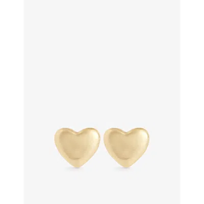 Oma The Label Womens  Okan Heart-shaped 18ct Gold-plated And Silver-plated Brass Earrings