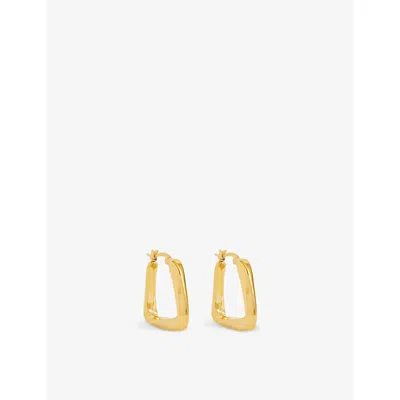 Oma The Label Womens Gold Rounded Square 18ct Yellow-gold-plated Brass Hoop Earrings