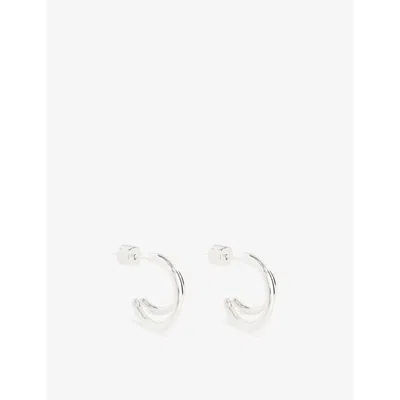 Oma The Label Womens Silver The Ile White-gold Plated Brass Hoop Earrings In Metallic