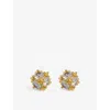 Oma The Label Womens Gold Sol 18ct Yellow-gold Plated Brass And Cubic Zirconia Stud Earrings In Gold