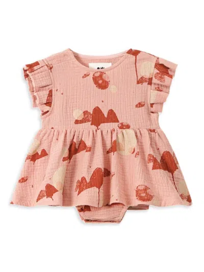 Omamimini Baby Girl's Floral Gauze Dress & Bloomers Set In Pink