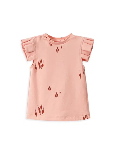 Omamimini Baby Girl's Printed Ruffle-trim T-shirt Dress In Peach