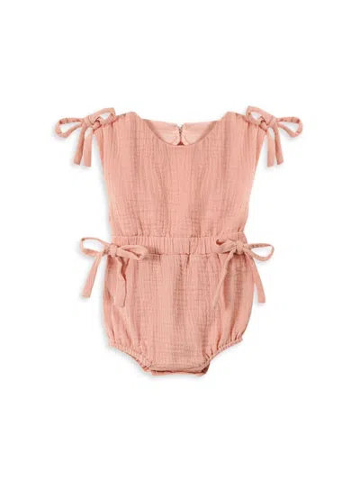 Omamimini Baby Girl's Self-tie Gauze Bodysuit In Brown