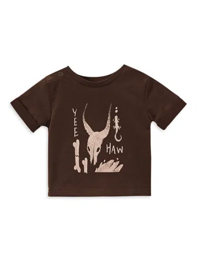 Omamimini Baby's Yee-haw Print T-shirt In Brown