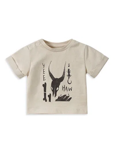 Omamimini Baby's Yee-haw Print T-shirt In Sand