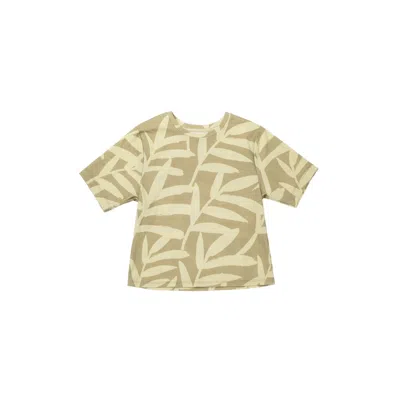 Omamimini Kids' Boys' Boxy T-shirt With Frontal "fresh" Print - Olive Fresh Om427a In Multi