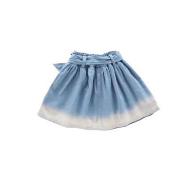 Omamimini Kids' Denim Skirt With Belt In Blue