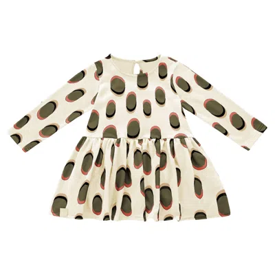 Omamimini Kids' Girls Drop Waist Long Sleeve Terry Dress Black Om541 In White