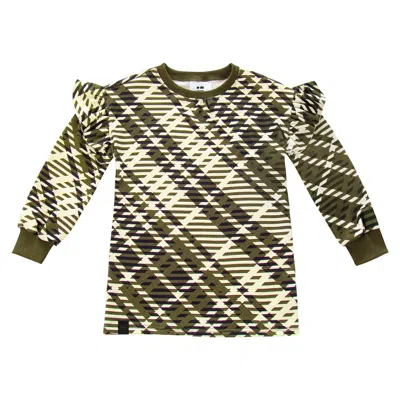 Omamimini Kids' Girls Plaid Ruffle Terry Dress In Animal Print