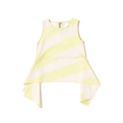 Omamimini Kids' Girls Sleeveless Peplum Top With Side Tails In Yellow