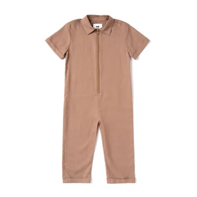 Omamimini Kids Mechanic Jumpsuit In Brown