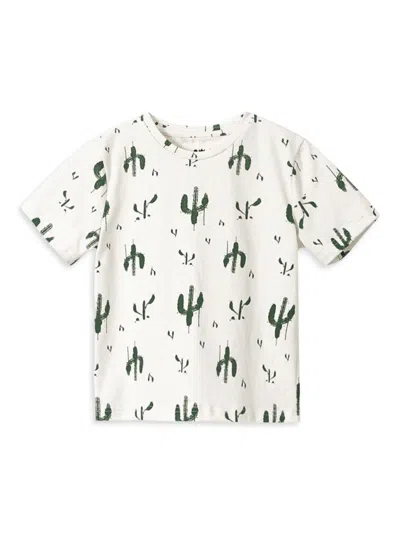 Omamimini Little Boy's & Boy's Cactus Print T-shirt In Off White