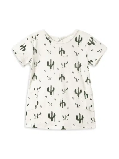 Omamimini Little Girl's & Girl's Cactus Print Terry Cloth Dress In Off White