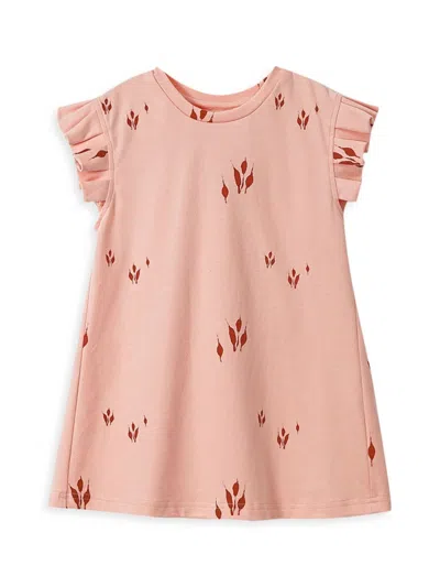 Omamimini Babies' Little Girl's & Girl's Printed Ruffle-trim T-shirt Dress In Peach
