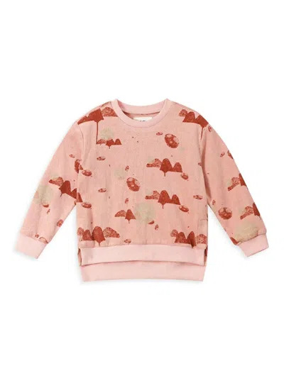 Omamimini Little Girl's & Girl's Printed Terry Sweatshirt In Peach