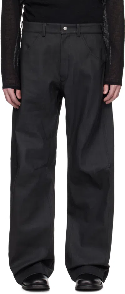 Omar Afridi Black Knee Darted Flare Coated Jeans In Brown