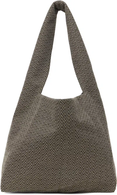 Omar Afridi Brown & White Factory Tote In Jacquard