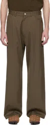 Omar Afridi Brown Wool Herringbone Trousers In Sand