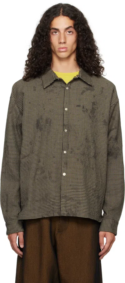 Omar Afridi Gray & Black Philip Shirt In Kakishibu Houndstoot