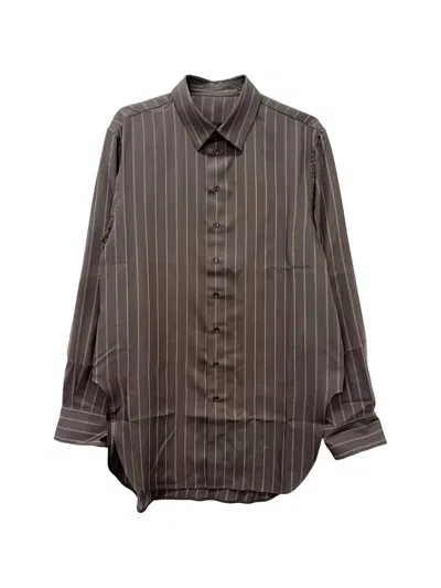 Omar Afridi Ives Striped Long-sleeve Shirt In Brown
