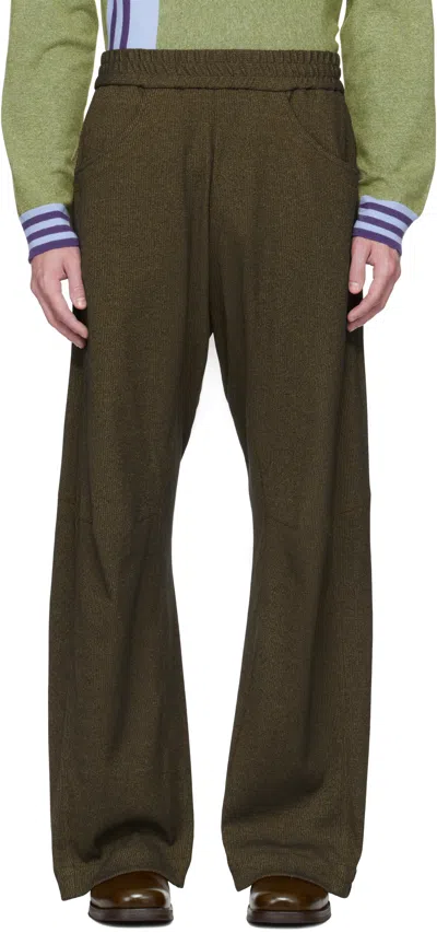 Omar Afridi Khaki Knee Darted Flare Sweatpants In Dirty Yellow