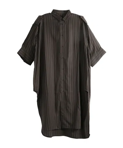 Omar Afridi Vertical-stripe Epaulette Shirt In Brown