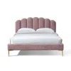 Omax Decor Bella Modern Fabric Upholstered Queen Platform Bed In Ash Rose Pink In Pink