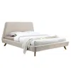 Omax Decor Henry Wood And Fabric Upholstered Queen Platform Bed In Beige In Neutral