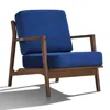 Omax Decor Jasper Solid Wood And Velvet Upholstered Accent Armchair In Blue