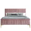 Omax Decor Julia Wood And Fabric Upholstered Queen Platform Bed In Blush Pink In Pink