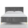 Omax Decor Julia Wood And Fabric Upholstered Queen Platform Bed In Charcoal In Gray
