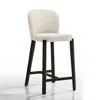 Omax Decor Larsen 26" Solid Wood And Fabric Counter Stool In Oatmeal Beige In Black