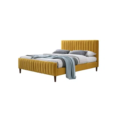 Omax Decor Spencer Wood/fabric Upholstered Queen Platform Bed In Mustard Yellow
