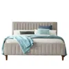 Omax Decor Spencer Wood/fabric Upholstered Queen Platform Bed In Taupe Gray In Neutral