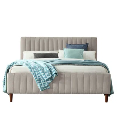 Omax Decor Spencer Wood/fabric Upholstered Queen Platform Bed In Taupe Gray In Neutral