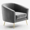 Omax Decor Sven Barrel Steel/velvet Accent Chair With Gold Legs In Gray In Gray