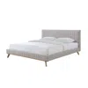 Omax Decor Sven Wood And Fabric Upholstered King Platform Bed In Taupe Gray In Gray