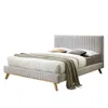 Omax Decor Sven Wood And Fabric Upholstered Queen Platform Bed In Taupe Gray In Gray