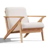 Omax Decor Zola Solid Wood And Fabric Upholstered Accent Armchair In Beige/oak