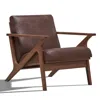 Omax Decor Zola Solid Wood And Fabric Upholstered Accent Armchair In Brown In Brown