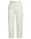 Ombra Di Foglia Woman Pants Cream Size 6 Cotton, Elastane