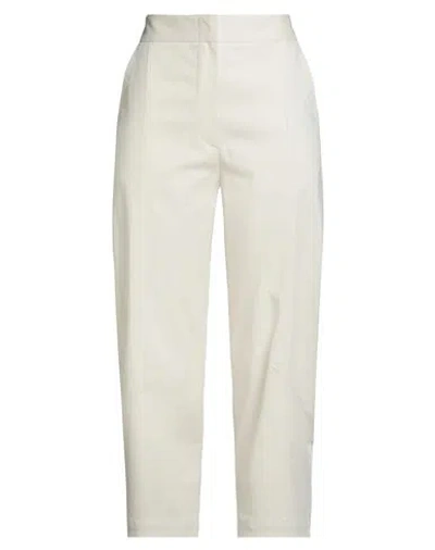 Ombra Di Foglia Woman Pants Cream Size 6 Cotton, Elastane