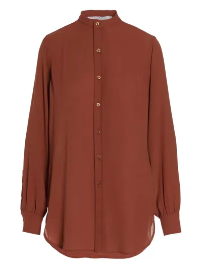 Ombra Milano Shirt 'number 2' Cuffs Buttoned In Brown