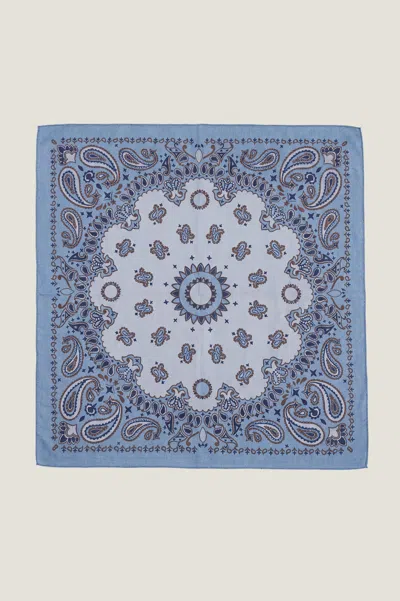 Ombre London Aspiga Sustainable Womens Paisley Print Square Scarf Dusty Blue