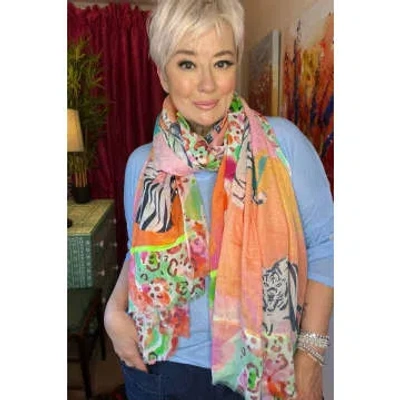 Ombre London Bright Tiger Lightweight Scarf In Multi