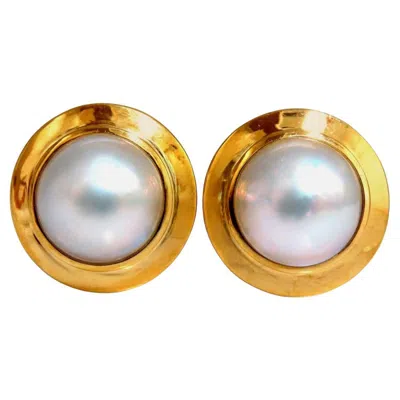 Pre-owned Omega 12mm Mabe Pearls Earrings 18kt Gold** In Multiple