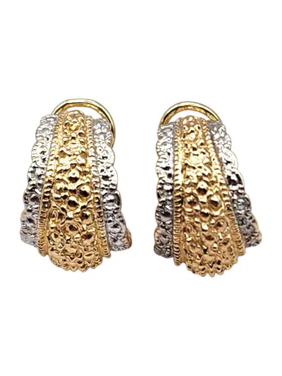 Pre-owned Omega 14 Karat Yellow & White Gold Trim  Back Earrings #20440